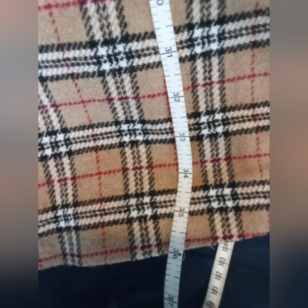 Vintage Burberry Style Classic Tan Plaid Maxi Skirt Size 12 Wool Blend - Picture 7 of 7